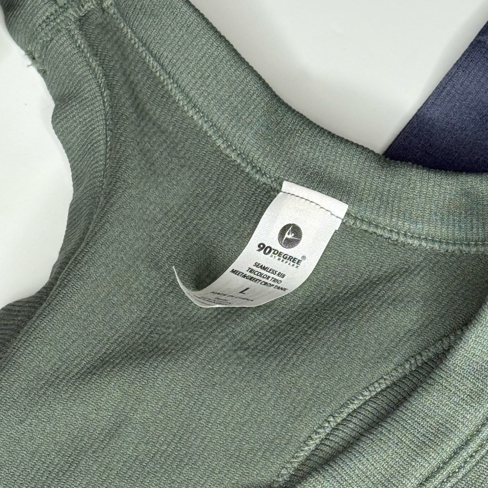 Ribbed slight crop racerback Tank Top - slate Blue and eucalyptus Green 2 for 1 - Picture 3 of 8